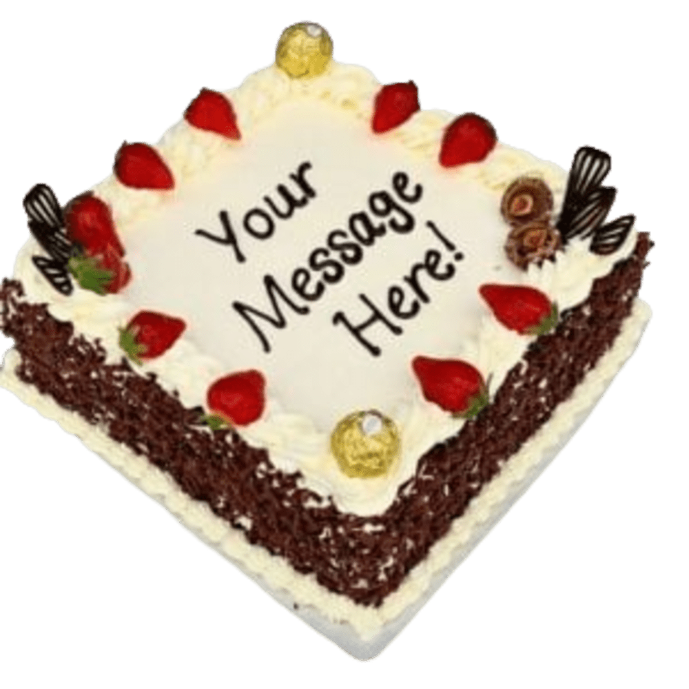 Ferrero & Strawberry With Chocolate Curls On Side Birthday Cake Click & Collect