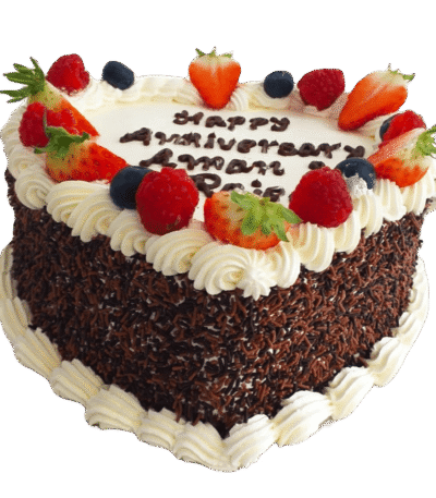 Fruit and Chocolate Heart Cake