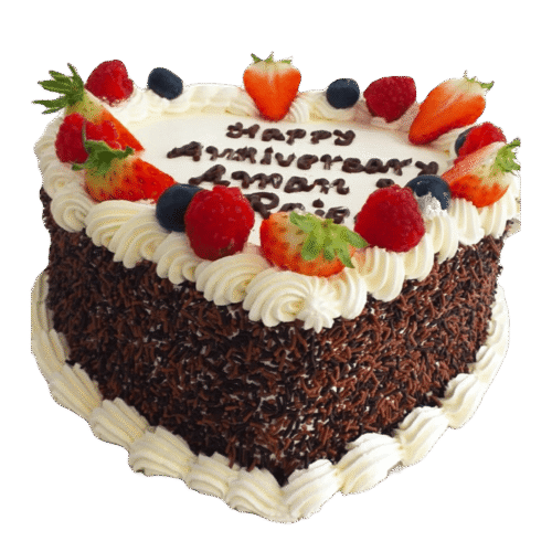 Fruit and Chocolate Heart Cake