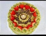 Round strawberry,fans and Ferrero pistachio cream cake