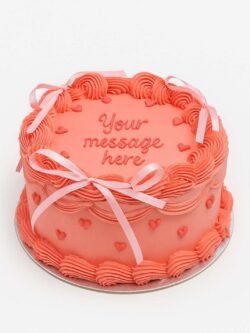 Pink Heart Ribbon Cake