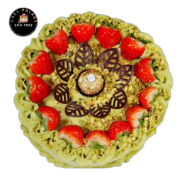Round strawberry,fans and Ferrero pistachio cream cake