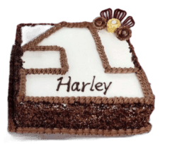 Egg Free Number 4 Birthday Cake with chocolate piping, Ferrero Rocher chocolates and chocolate fans, personalised with your own message, available in any number 0–9