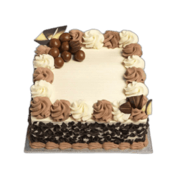 Egg Free Chocolate Celebration Cake with Maltesers, Kinder Bueno, Chocolate Curls ,chocolate fans and personalised message in Sheffield