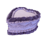 Egg Free Purple Heart Celebration Cake with lavender and deep purple cream borders and a smooth centre for a personalised message.